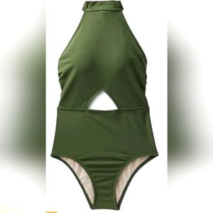 Kona Sol Women's Cut Out High Neck Open Back Medium Coverage One Piece Swimsuit